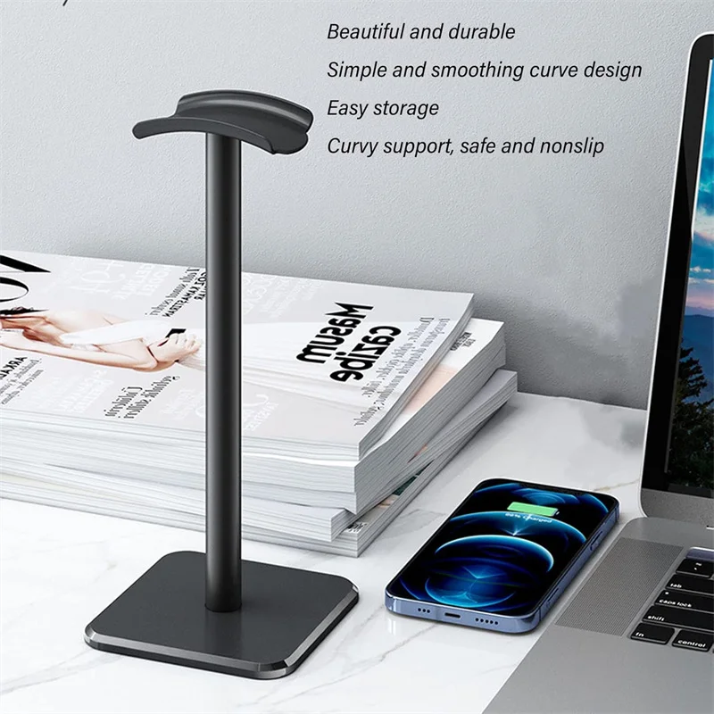 1PCS Headphone Stand, Headset Holder Earphone Stand With Aluminum Supporting Bar, For All Headphones Size