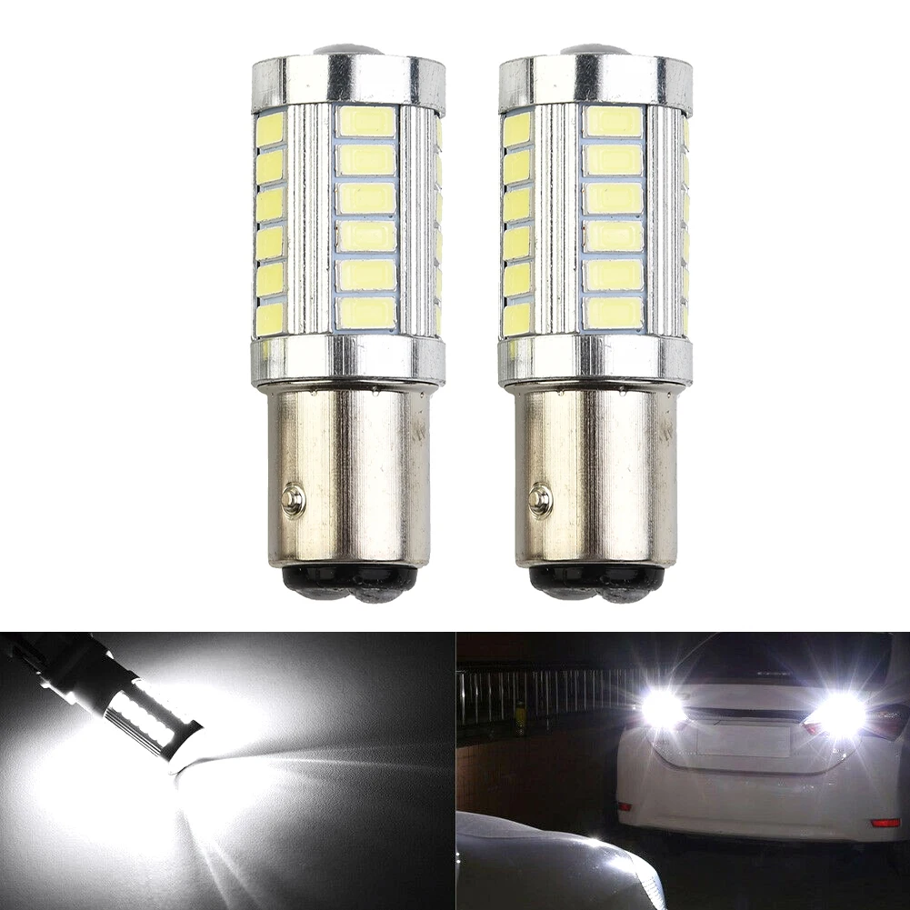 

2pcs 1157 P21/5W 380 BAY15D Car Stop Tail Brake Tail White LED Bulbs Lamp Light 33 SMD 12V D P21W/5W/1156 BA15S P21W 382 6000K