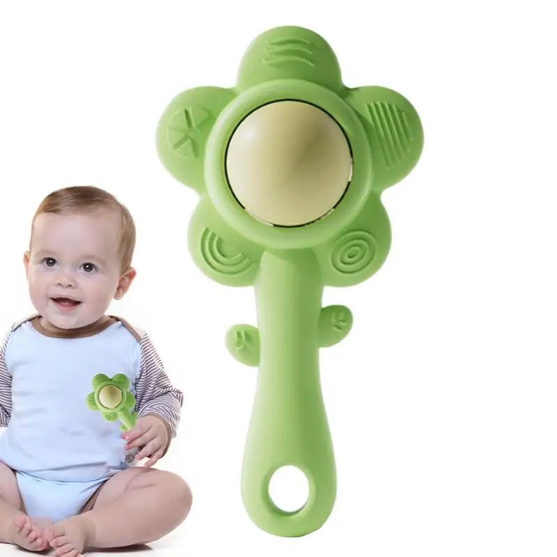 Flower Rattle Teether Babies Teething Toys Silicone Babies Rattle Toy Sensory Teething Toy For Toddler Boy Girl Aged 6-18 Months