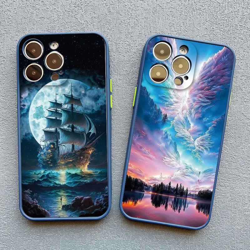 Voyage Ocean Cloudy Horizon Phone Case For Iphone 15 11 Pro Max 14 7 8 Plus SE XR XS X 13 12 Pro Max Mini Shockproof Phone Cover