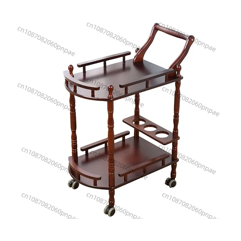 hotel-trolley-solid-wood-coffee-tables-multipurpose-shelf-display-rack-household-double-layer-movable-tea-tables-dining-car