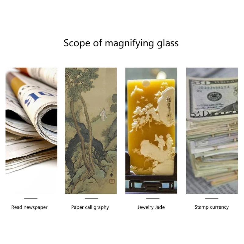 Foldable Pocket Magnifier with Keychain Optical Glass Loupe 15X Portable Magnifying for Reading Map Appreciation Antique Jewelry