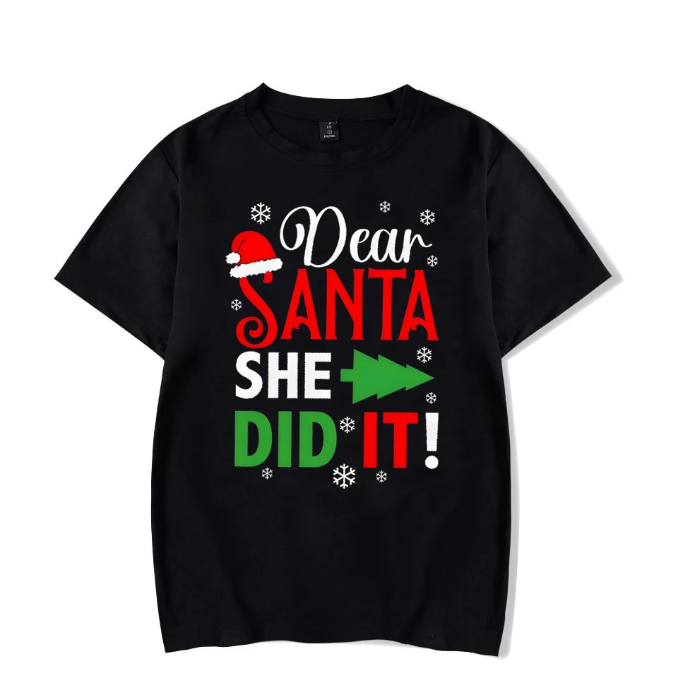 Dear Santa Matching Couples T-shirt Funny Christmas Essential Classic Tops Happy Christmas Design Wife Husband Matching T-Shirts