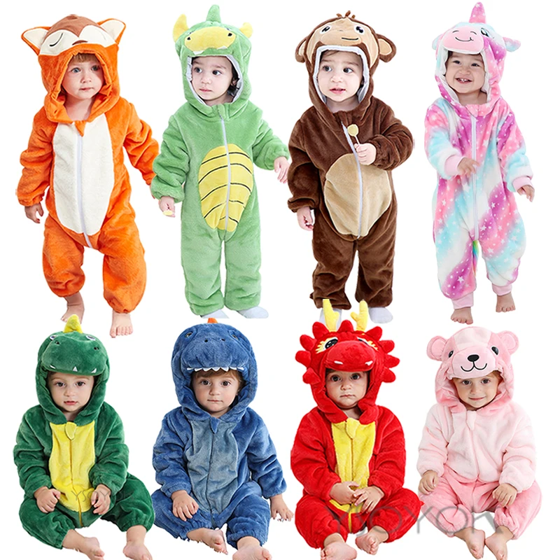 Kigurumi Anime Onesie Kids Dinosaur Pajamas 1 2 3 4 Years Monkey Panda Animal Cosplay Clothes Winter Soft Warm Children Pyjamas