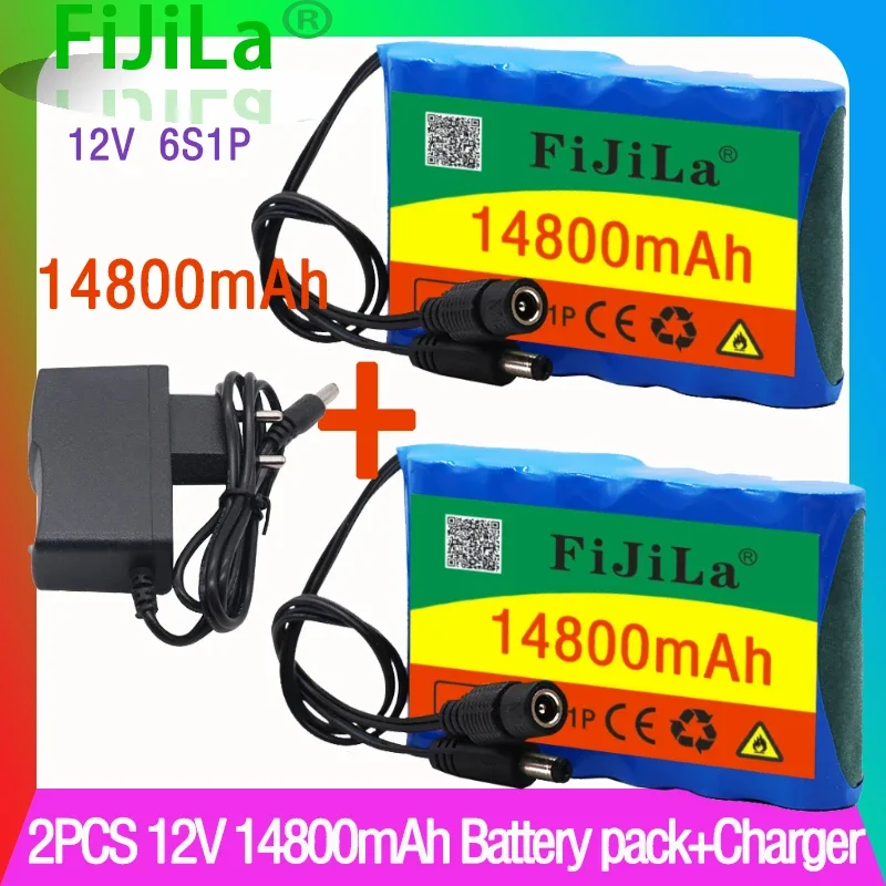 100% original 12V battery pack 14.8Ah 18650 Rechargeable Lithium Ion battery pack capacity DC 12.6V 14800mAh CCTV Cam Monitor