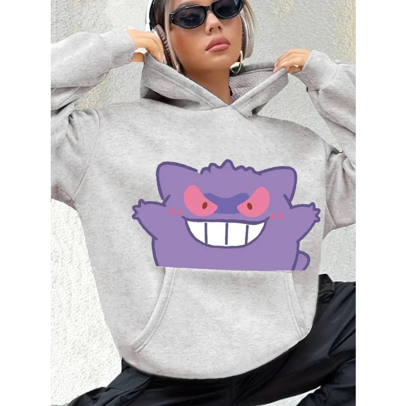 

Толстовка с милым мультяшным принтом Pokémon Gengar для мужчин и женщин, осень-зима, новинка Y2K Harajuku, оверсайз, повседневный трендовый свитер, топ