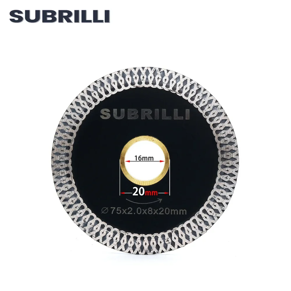 SUBRILLI 3" 75mm Diamond Saw Blade For Tile Ceramic Granite Marble Wave Diamond Cutting Disc Aggressive Circular Carving Saw