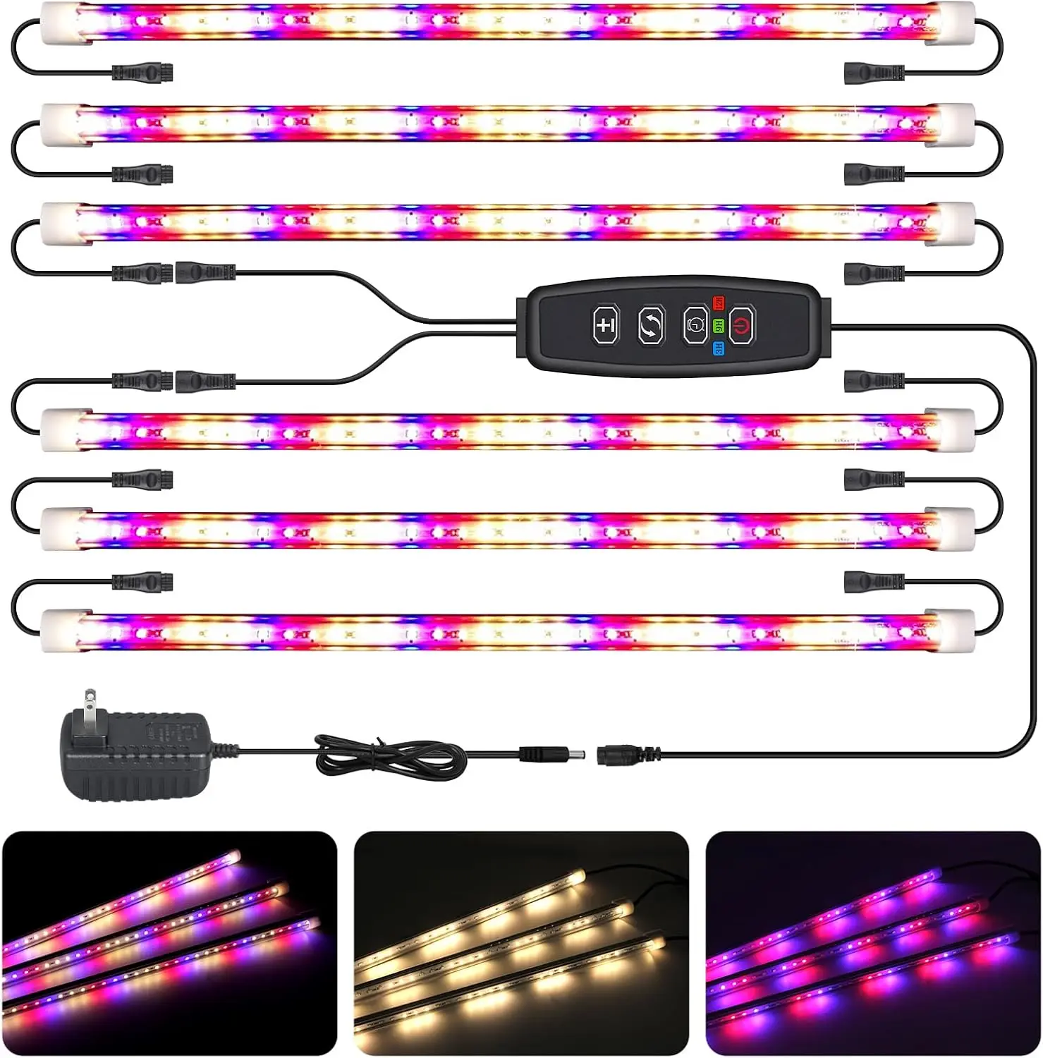 

Full Spectrum LED Grow Light Strips for Indoor Plants, 36W with Timer & Dimmable Modes