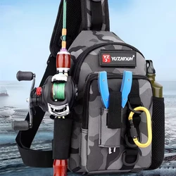 Multifunctional Large Capacity Fishing Lure Bag Waist Rod Holder Backpack Storage Bag Men Camouflage Outdoor Sport Zipper Pocket