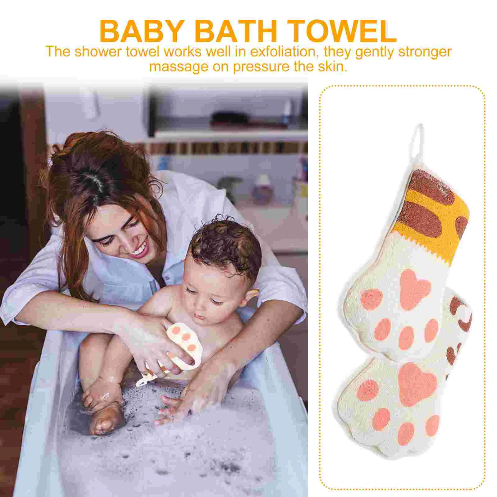 2 Pcs Mesh Paw Bath Cotton Child Sponges Toddler Gloves Baby Scrubber Kids Towel