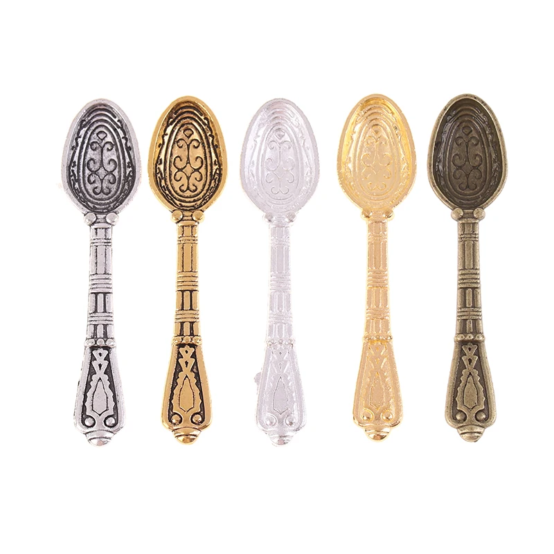 10PCS/Set 1:12 Doll House Vintage Miniature Accessories Soup Spoon Mini Tableware Simulation Kitchen Food Furniture Toys