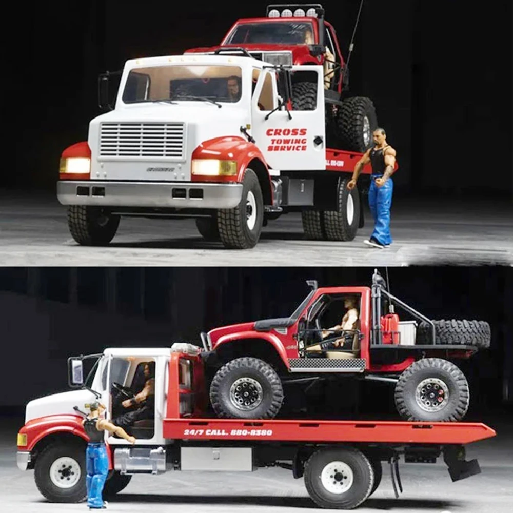 RC Wrecker CROSSRC New 1/10 RC Road Rescue Truck Recovery WT4 Remote Control Vehicle Model KIT Unpainted Lights Two-speed DIY