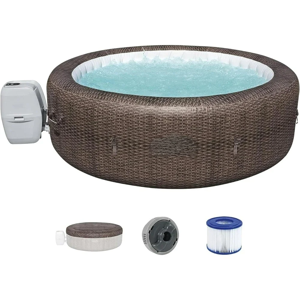 

Inflatable Hot Tub Portable Outdoor Spa with 180 Soothing AirJets and Cover, Outdoor Bath