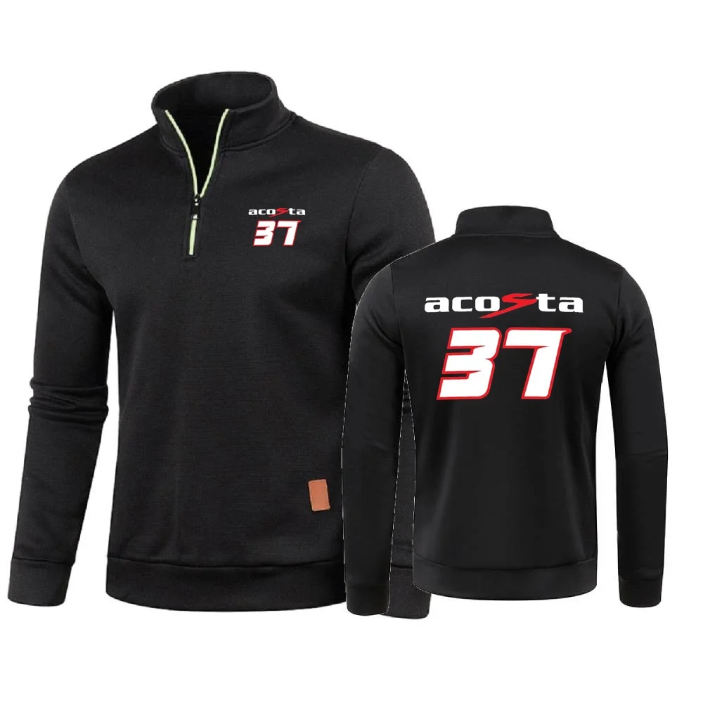 Men\'s Hoody Pedro Acosta 37 GP Retro Motorcycle  Sweatshirts Men Pullover Sweater Half Zipper Fleece Pullover Soft Shell Jacket