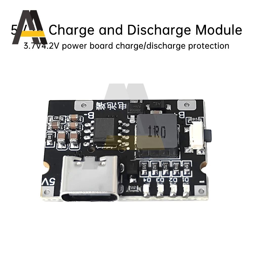 Módulo de Potência Step-Up, Tipo-C USB, 18650 Carga da Bateria de Lítio, Descarga Boost, Placa Ajustável Integrada, 5V, 3.1A