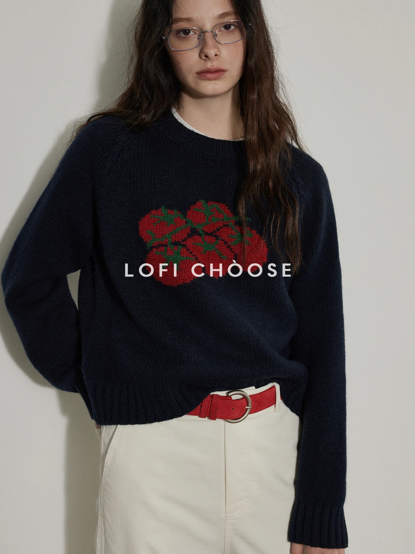 

Loose Knitted ato Patterned round Ne Pullover Sweater Women's Spring New Design Lofi Choose Long Sve Casual Top