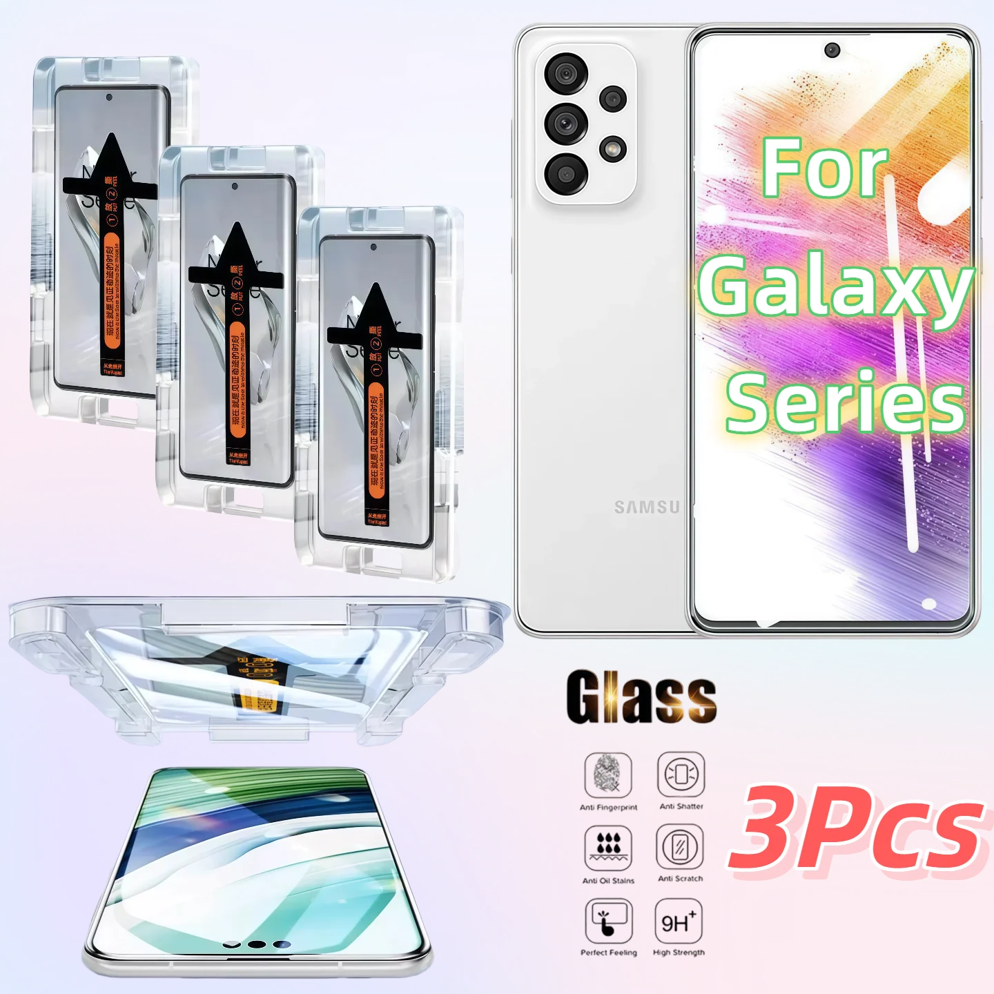 

Для Galaxy S24 S23 S22 S21 Plus Ультра закаленное стекло Защитная пленка для экрана Взрывозащищенная упаковка из 3 шт. с простым в установке комплект