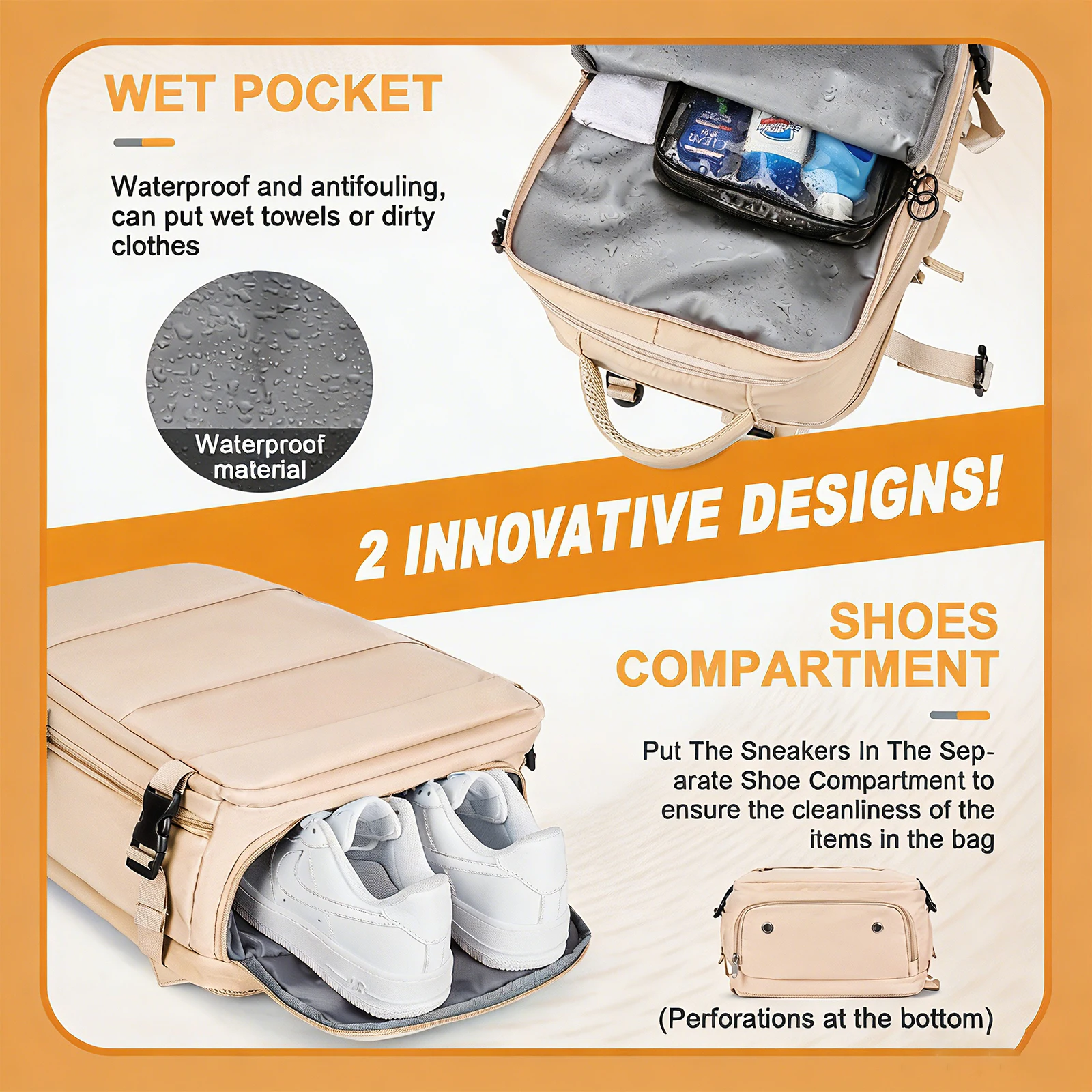 Large Travel Backpack for Men Women, Ryanair Cabin Bag Hand Luggage with USB Port, Carry on Backpack Laptop Bag Casual Daypack view 5