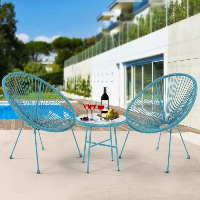 

3 Piece Conversation Garden Furniture Sets Backyard Poolside Outdoor Furniture Sets Balcony Patio Bar Set Outside Furniture