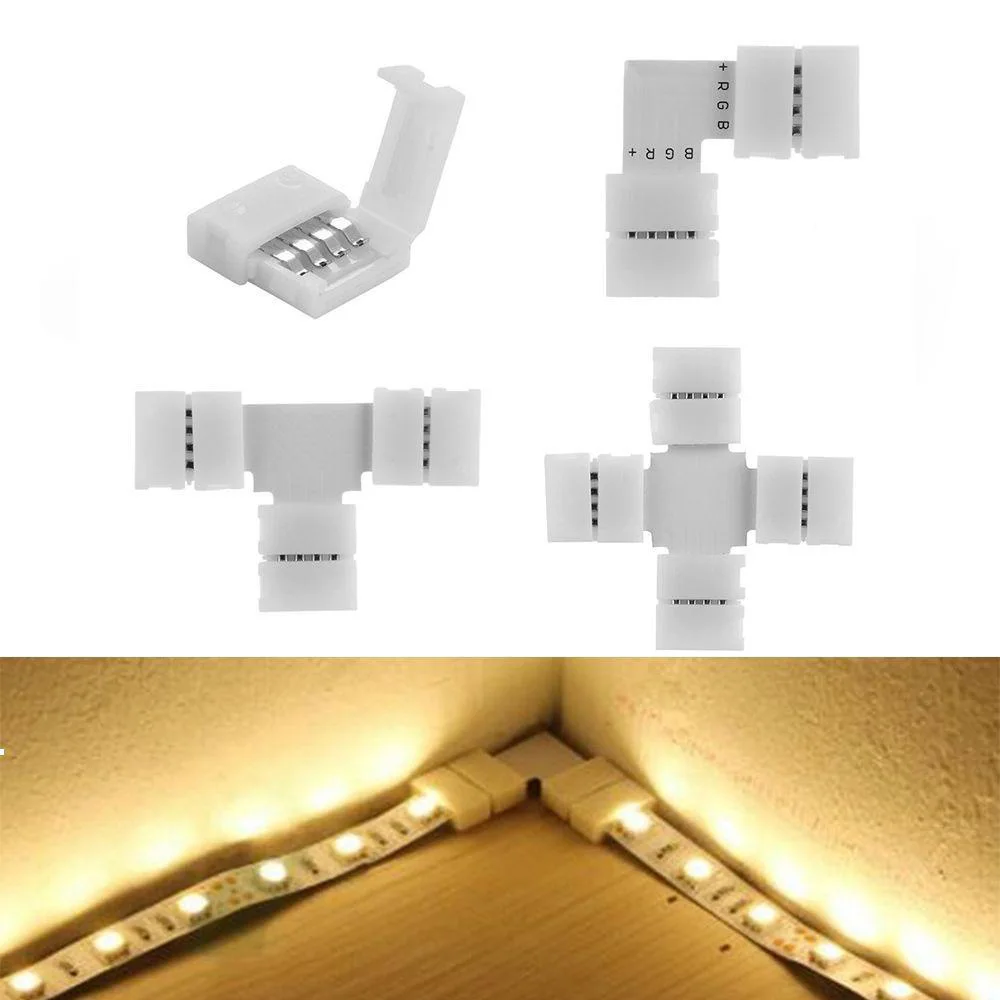 Acoplador de Clip para tira LED 3528 5050, esquina de soldadura sin soldadura, PCB, T, L, 5 unidades, 2 pines, 3 pines, 4 pines, 8mm, 10mm