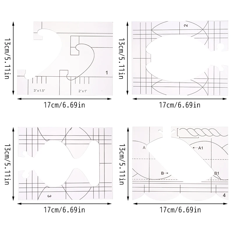 IMZAY 4/6/12 Pcs Quilting Templates Ruler Set Plastic Sewing Plume Ruler Template DIY Drawing Template Craft Tools Kit