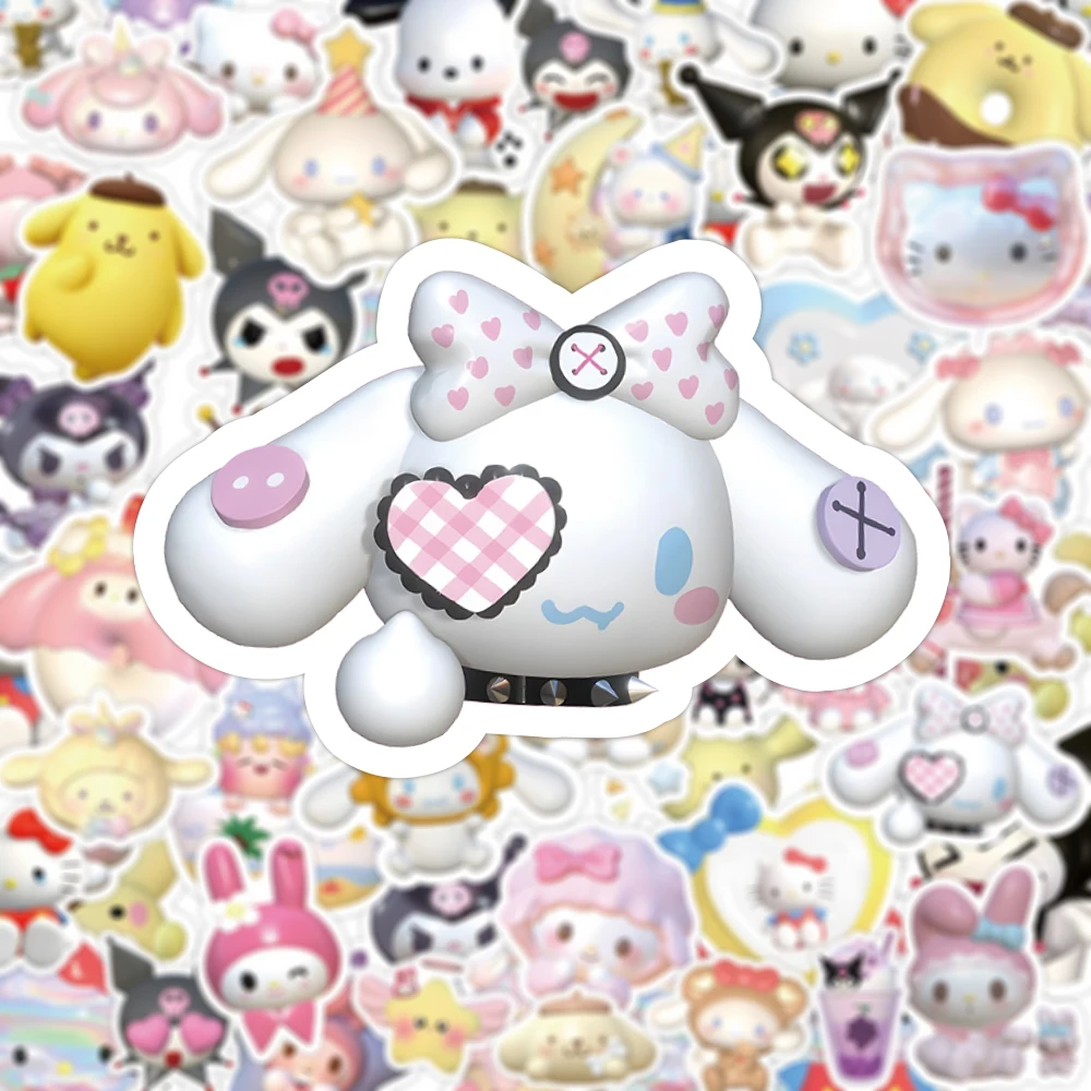 10/30/50pcs Cute Mixed Sanrio Stickers for Kids Kawaii HelloKitty Kuromi Cinnamoroll Cartoon Decal Toy DIY Notebook Phone Laptop