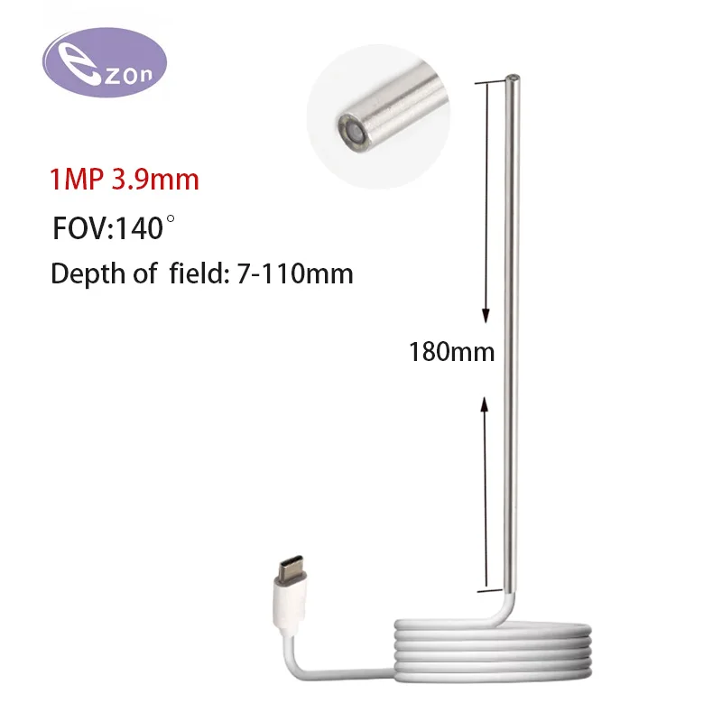 1MP 3.9mm FOV 140° long tube wide angle electronic endoscope for Pipeline Inspection 1.5m Type-C soft cable Portable endoscope