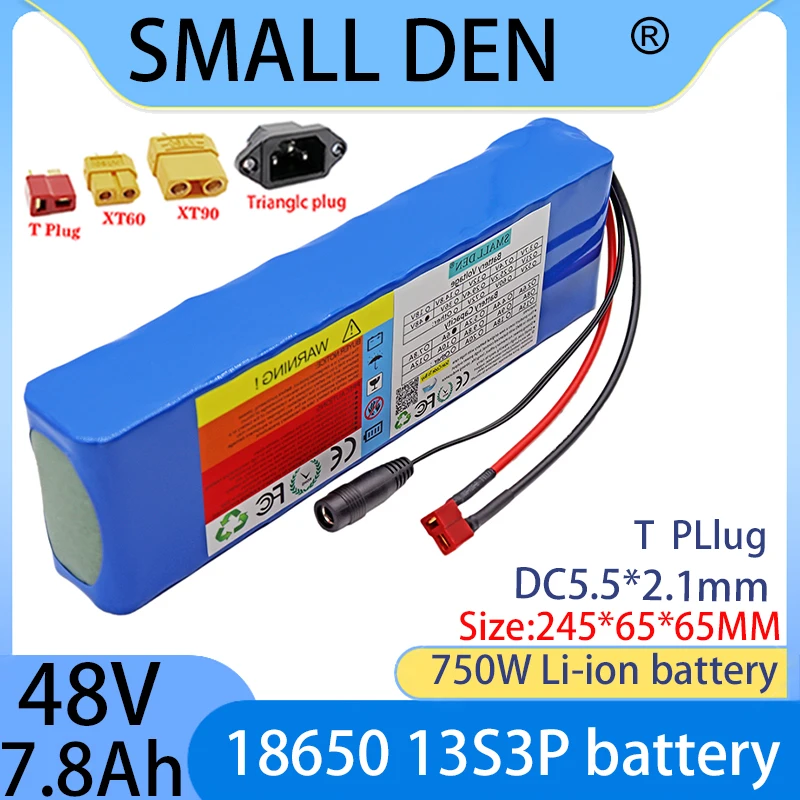 

Аккумуляторная батарея высокой мощности 48 В 18650 Ач 13S3P 750 54,6 Вт, перезаряжаемый литий-ионный аккумулятор с большой емкостью и зарядным устройством в
