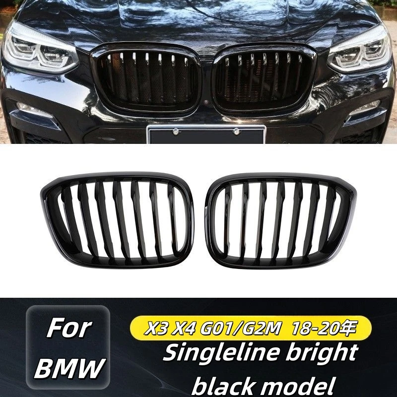 

For BMW X3X4 G01G2M 2018-2020singleline grille front mesh grille glossy black dumb black ABS replace M style w177 jeep jl grill