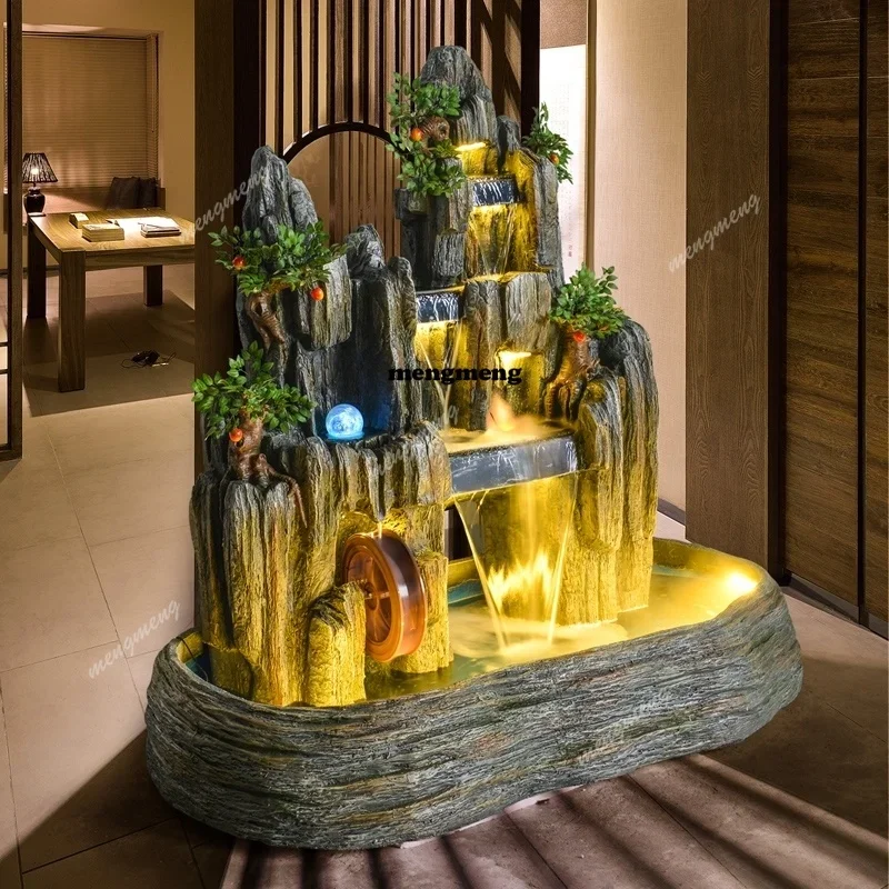 Y136 Large floor-standing rockery water fountain Feng Shui wheel hotel living room garden indoor outdoor fish pond