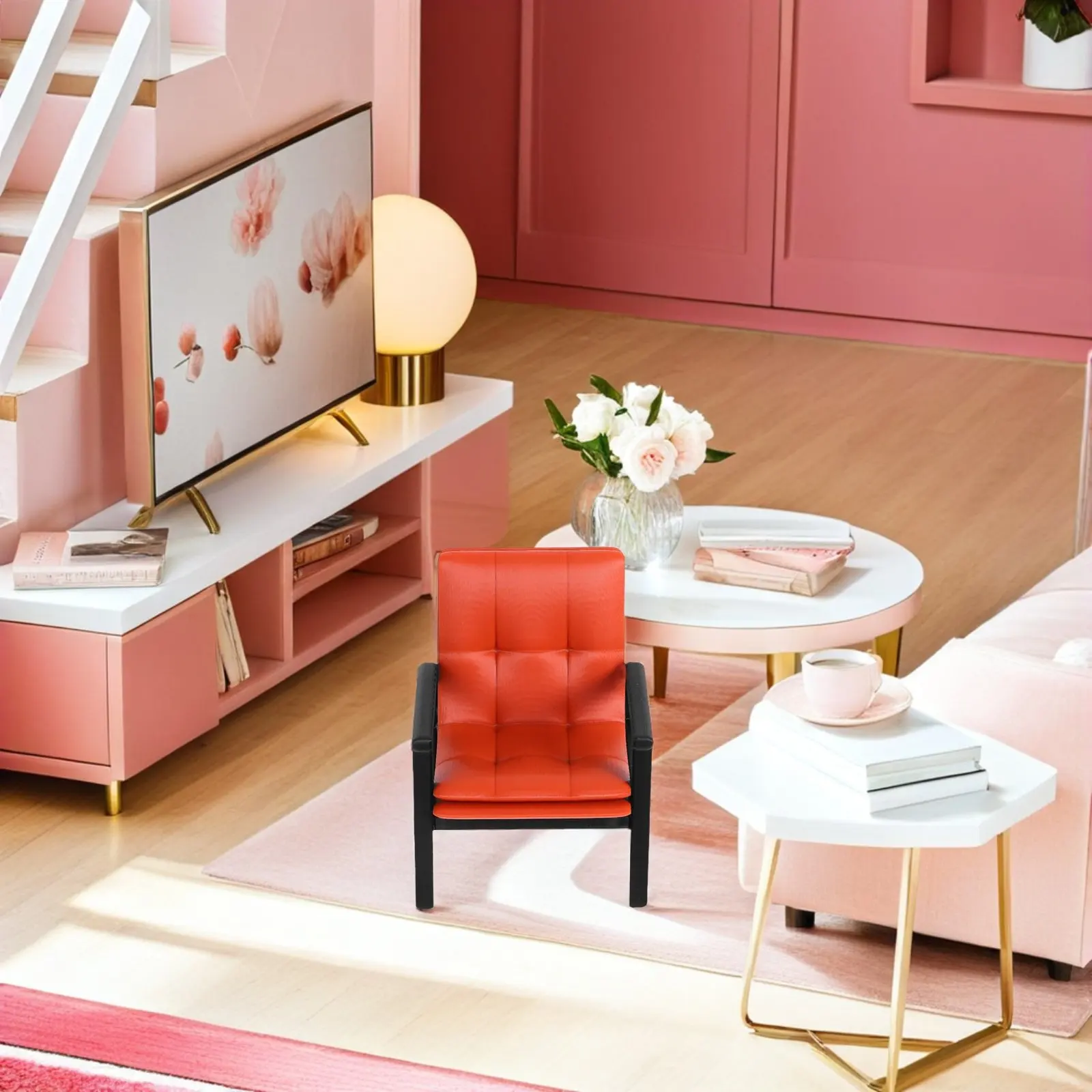 

Miniature Single Sofa Chair Vintage for Living Room and Bedroom 1:12 Scale Dollhouse Furniture Accessory Micro