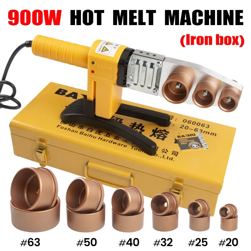 800/900W Plastic Pipe Welding Machine Water Pipe Welding Machine 220V Electric Heating Hot Melt Tools Poly Pipe Fusion Machine