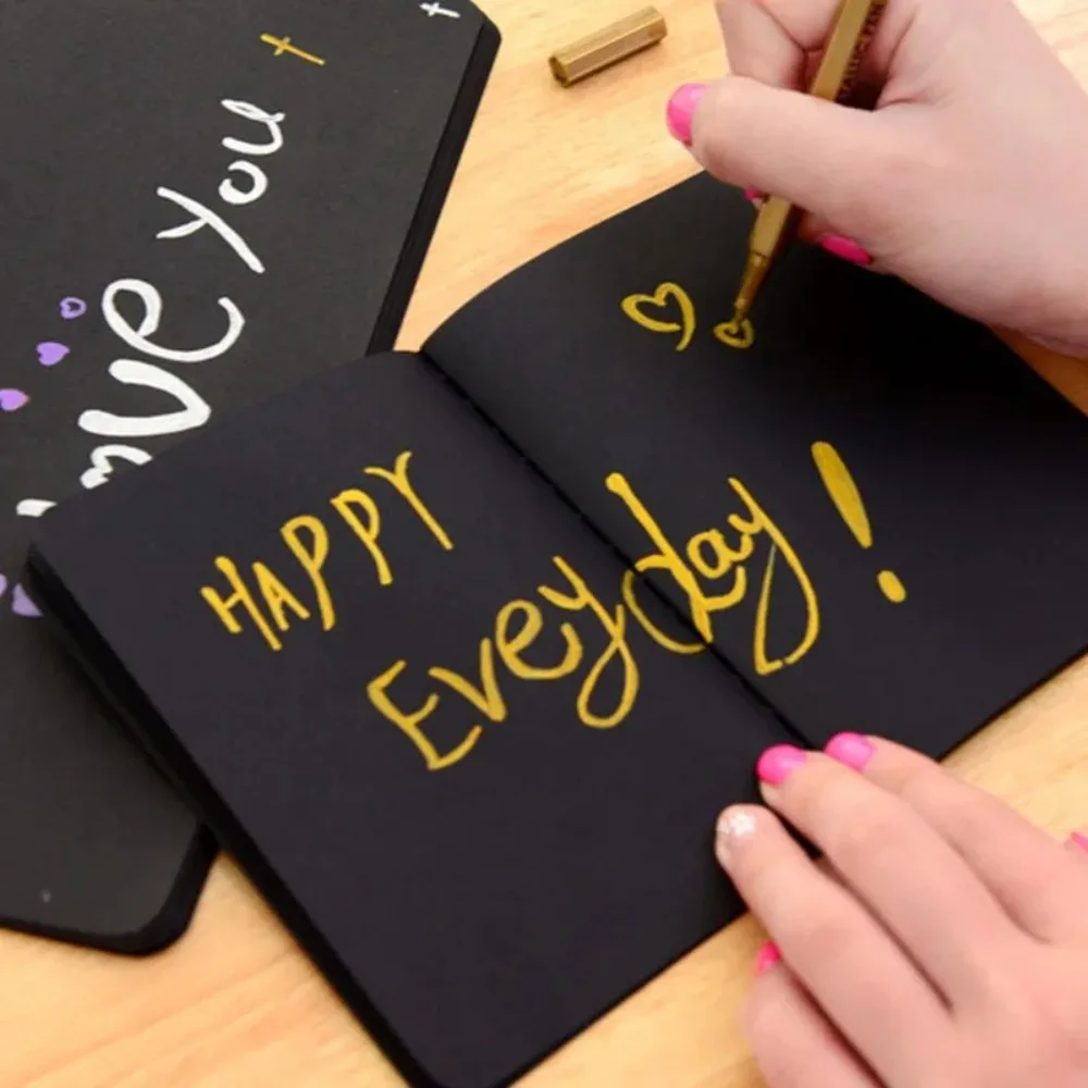 Practical Black Notebook Paper Not Easily Damaged Diary Black Paper Paper Thickness DIY Sketch Graffiti Notebook