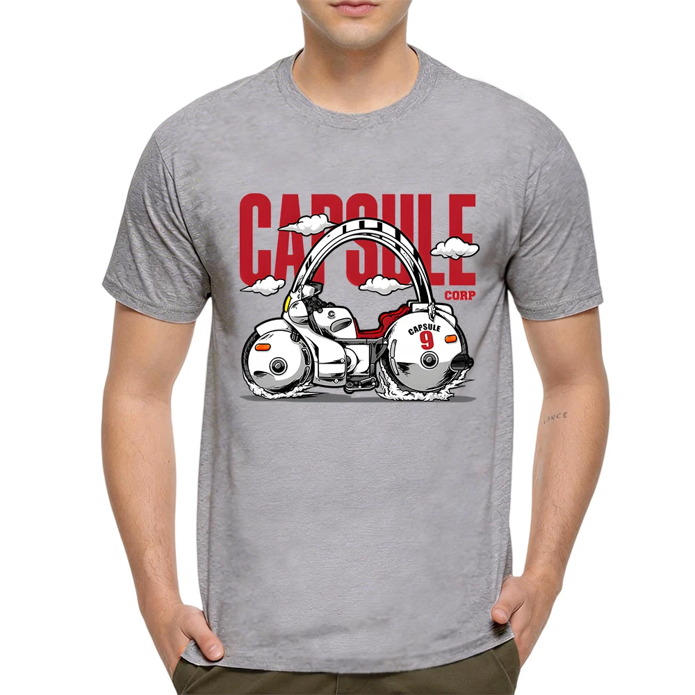 New Summer Mens 100% Cotton T Shirt Capsule Corp 9 Sci Fi Futuristic Motorcycle Print Breathable Short Sleeve Daily Wear