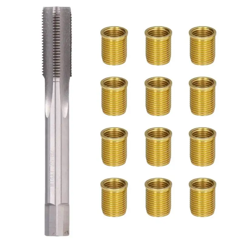 

Cylinder Head Rethreaded Kit Tap Spark Plug M14x1.25 Inserts And M16x1.25 Tap Kit 13PCS M14x1.25 Spark Plug Thread Repair