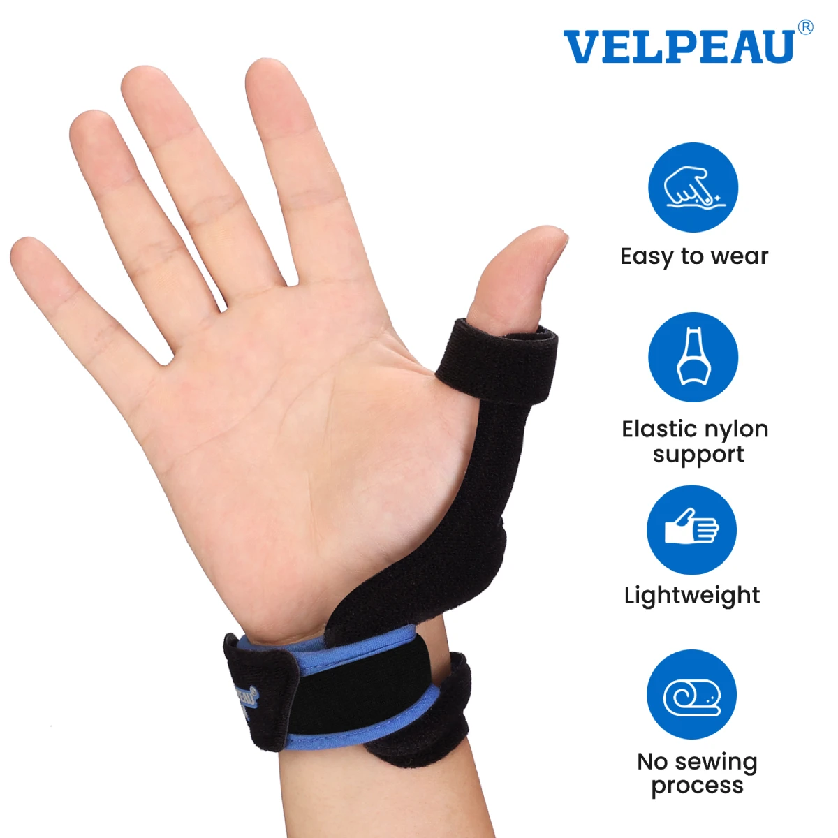 

VELPEAU Thumb Splint Brace for Trigger Finger Sprains Strains Arthritis and Tendonitis Thumb Support Breathable and Universal