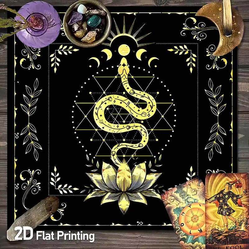 VIKAMA Tarot Cloth Magic Circle Pentagram Tablecloth Divination Card Reading Mat Occult Witchcraft Altar Cover Black