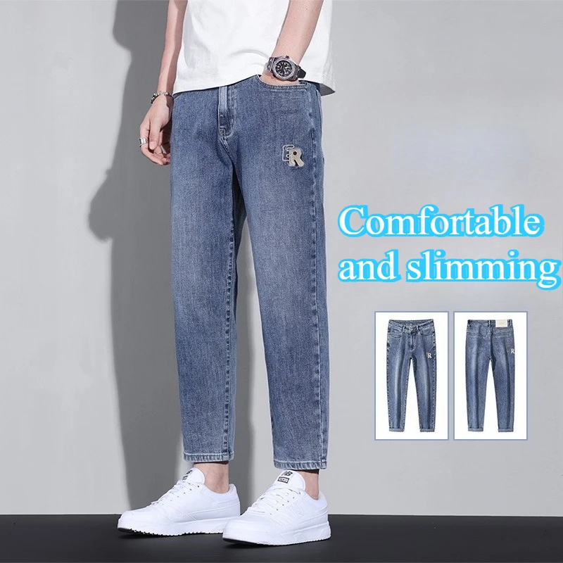 

Jeans Men's Luxury New 2025 Spring Autumn Men's Loose Straight Casual Jeans Summer Thin Korean Fashionable Men's Denim Trousers