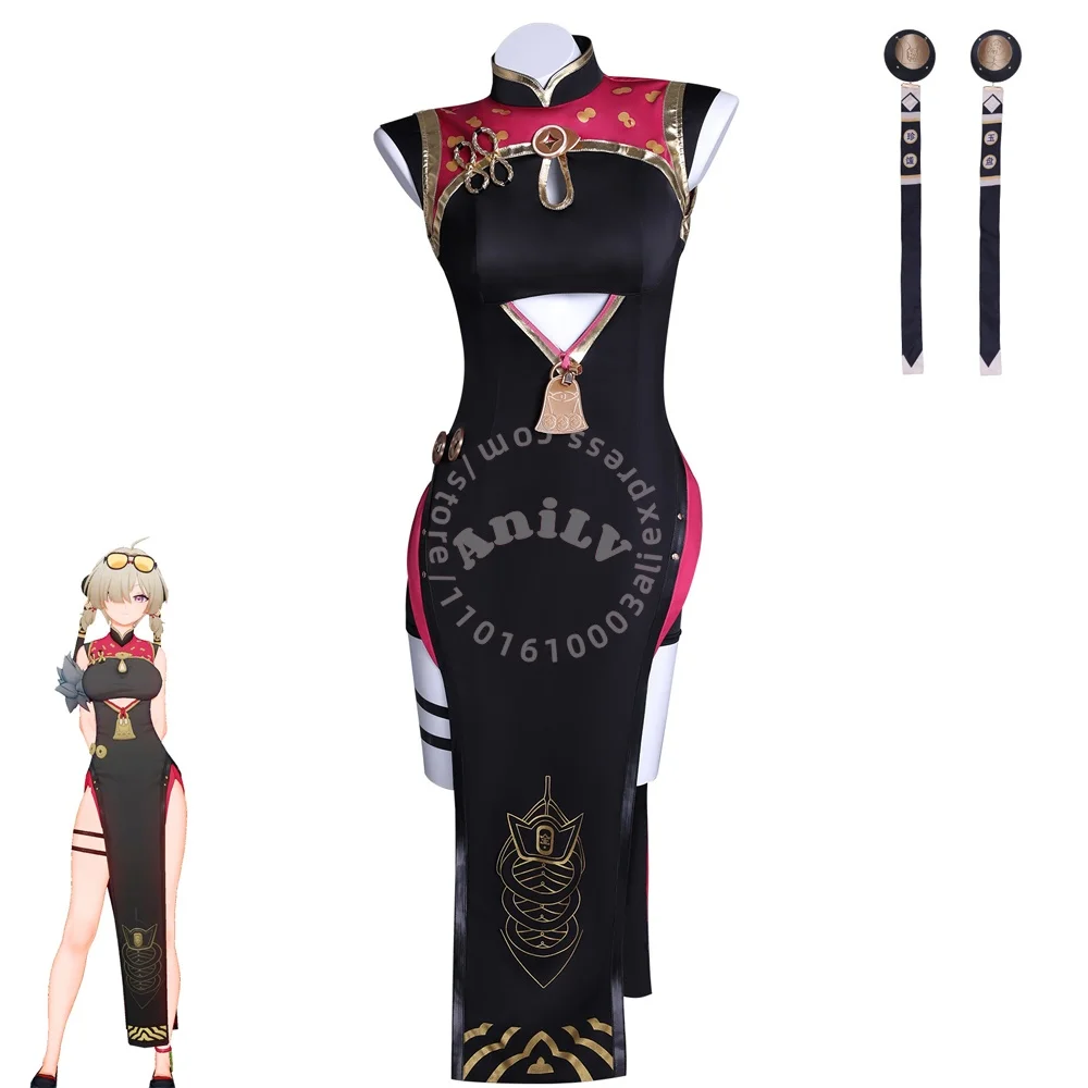

AniLV Chinese Talisman Cheongsam Dress Anime Game Magic Witch Chi-paoOutfits Cosplay Costume