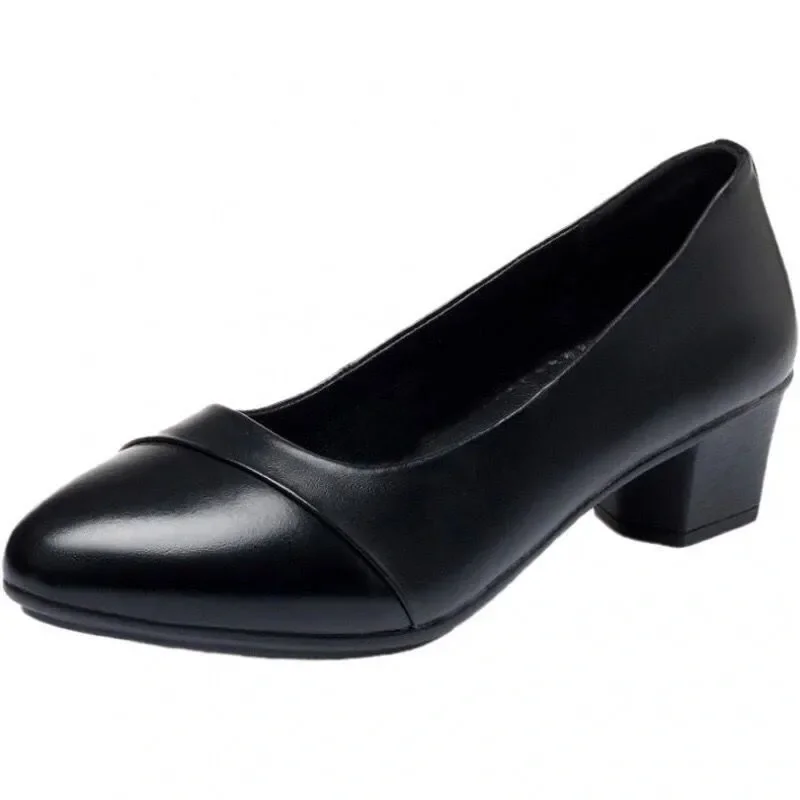 Sapatos frauen mode runde kappe leichte frühling slip auf anti skid hohe ferse schuhe dame lässig komfort büro arbeit schuhe b412