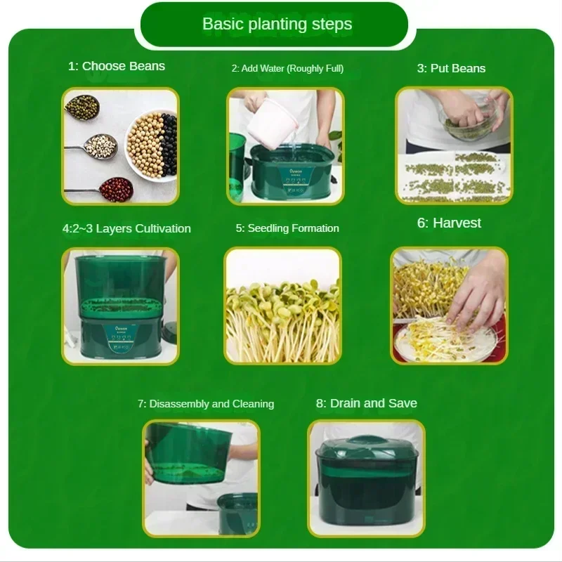 Raw Bean Sprouting Machine Household Automatic Intelligent Small Bean Sprouts Pots Soybean Sprout Germination Artifact