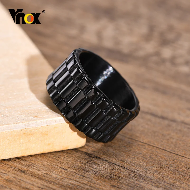 Vnox Stylish Bands Rings for Men, 11MM Stainless Steel Rock Punk Finger Ring, New Gothic Hiphop Jewelry,anel masculino