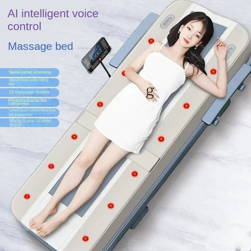 3D electric multi-functional warm therapy bed and massage bed for cervical and lumbar vertebrae throughout the body