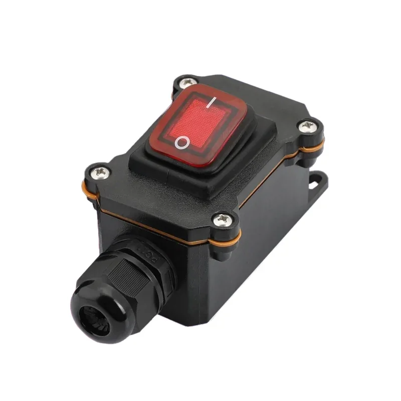 Waterproof Marine Rocker Switch With LED Outdoor Junction Box Inline Power Cord Power Switch IP65,12V/24V/220V,Screw Wiring