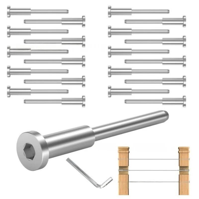 

10Pcs Invisible Cable Railing Kit 1/8inch Stainless Steel Swage Stud End Cable Railing Swage Tensioner for Wood Metal