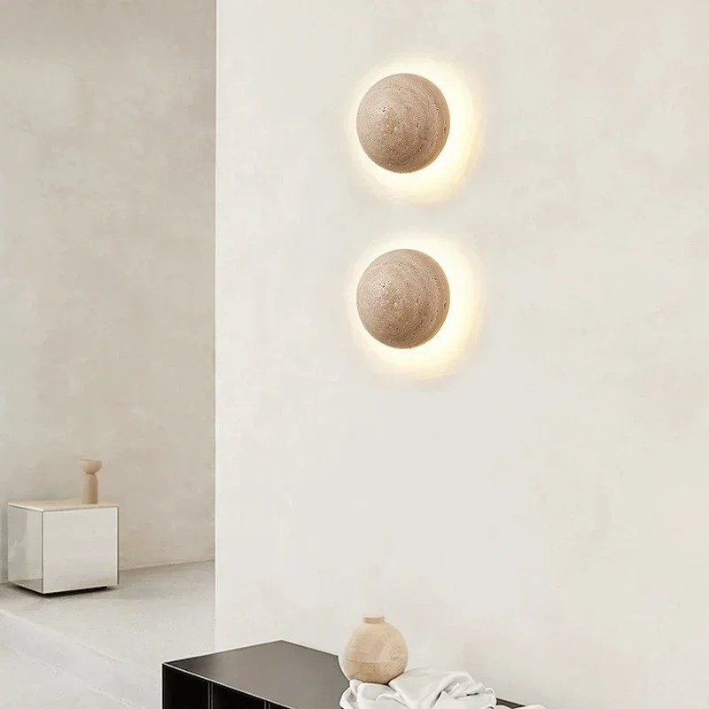 Imagem -04 - Wabi Sabi Estilo Natural Retro Pedra Led Wall Lamp Cabeceira Luz Luminárias Simples