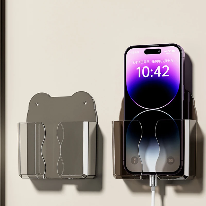 

Mobile Phone Wall Holder Universal Cellphone Charge Storage Box Organizer TV Remote Control Hanging Stand Bracket Charging Dock