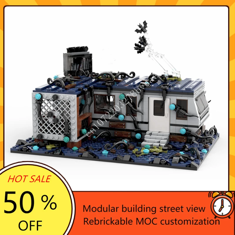 1100PCS Eddie Munson's Upside Down Guitar GOD Scene Modular MOC Creative street view Model Building Architecture DIY Toys Gifts