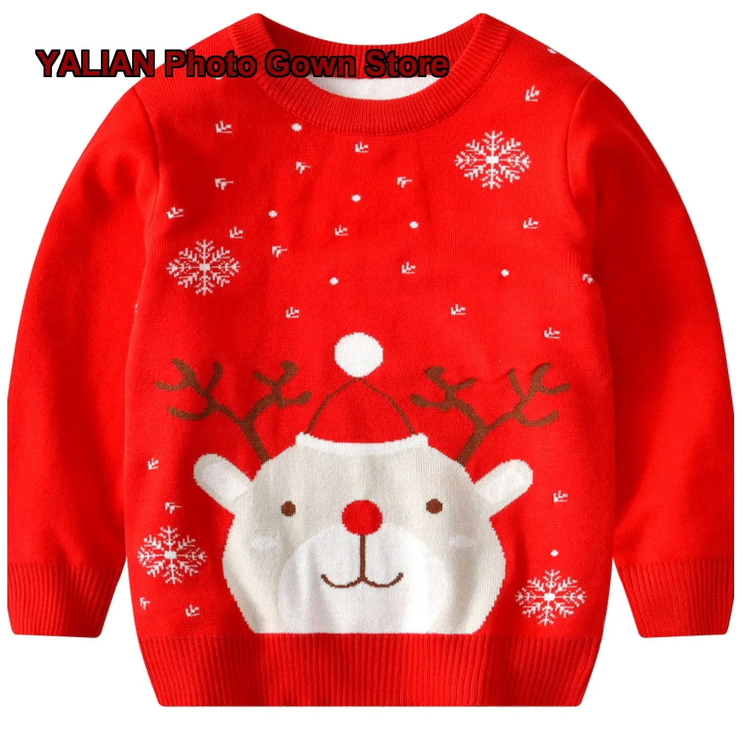 Boys Girls Pullover Sweater Kids Autumn Winter Double-Layered Round Neck Knit Top Solid Color Little Kids
