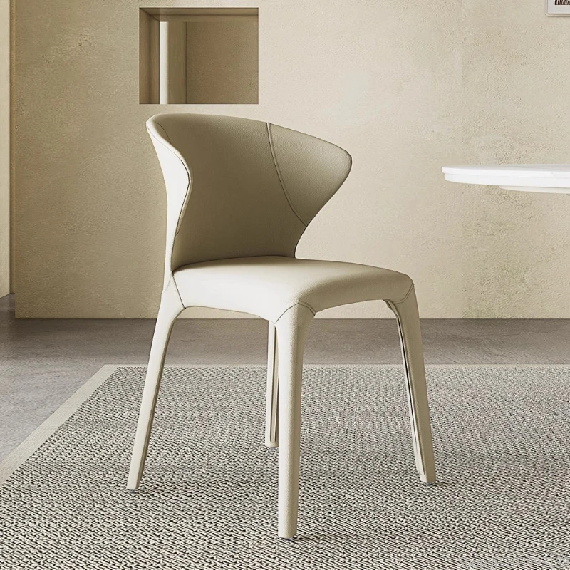 

Italian Minimalist Ultra-fine Leather Dining Chair Designer High-end Home Bedroom Dressing Chair Living Room Furniture